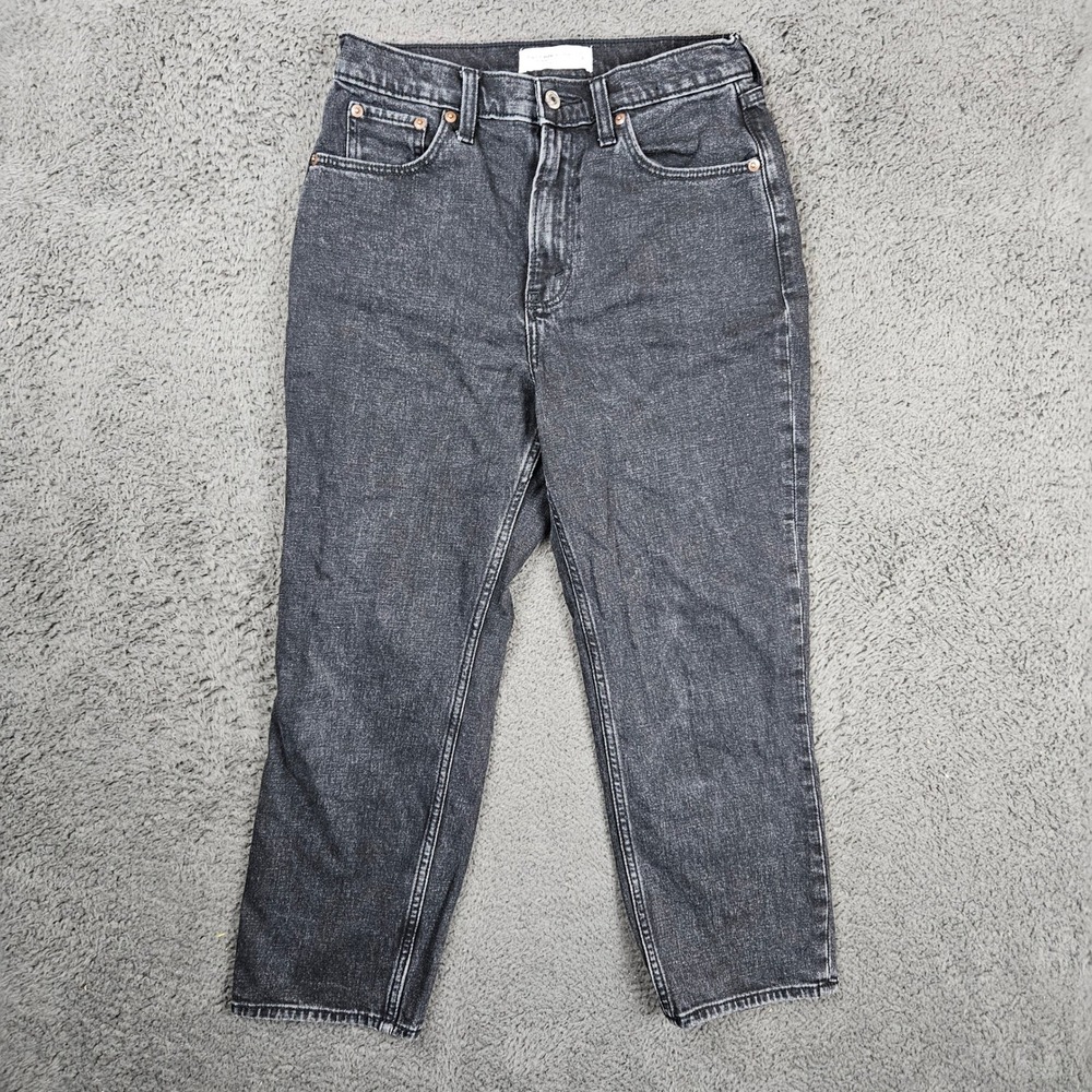 Abercrombie & Fitch Curve Love Ultra High Rise Ankle Straight Jeans Black 27 4S